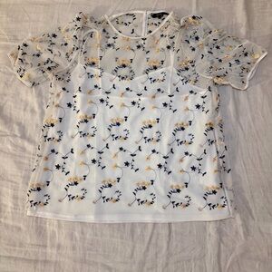 Vero Moda Floral Embroidered Sheer Top